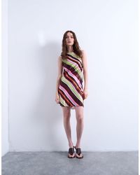 TOPSHOP - Cut Out Back Satin Mini Dress - Lyst