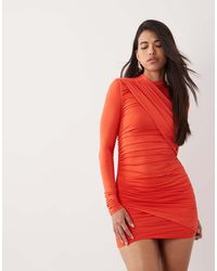 Ruched & Ready - Miss Me Sculpted Cross Over Bust And Skirt Detail Mini Dress - Lyst