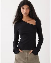 Weekday - Asymmetric Snap Button Detail Long Sleeve Top - Lyst