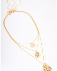 Lovisa - Collar De Tres Hileras Con Colgante De Disco Efecto Fundido Chapado En Oro - Lyst