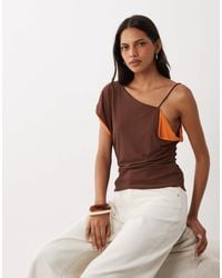 ASOS - Double Layer Contrast Mesh Asymmetric Tank Top - Lyst
