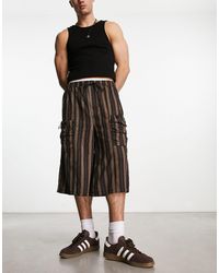 Collusion - baggy Stripe Skater Short With Bungee - Lyst