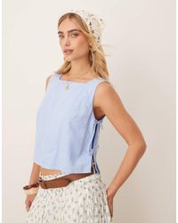 Abercrombie & Fitch - Top Blu Stile Grembiule Con Laccetti Laterali - Lyst