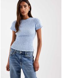 Daisy Street - Shirred Short Sleeve Top - Lyst