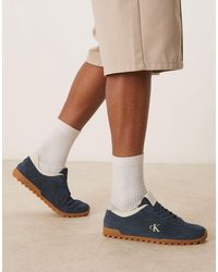 Calvin Klein - Calvin Klein Jean Suede Low Runner Trainers With Gum Sole - Lyst