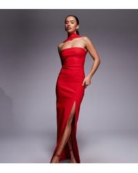 Vesper Petite - Vestido Largo Con Escote Palabra De Honor, Abertura Lateral Y Detalle De Gargantilla De Bengalina De - Lyst