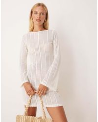 Brave Soul - Long Sleeve Knitted Mesh Mini Dress - Lyst