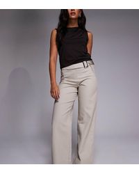 The Frolic - Exclusive Cotton Denim Metal Belt Detailing Wide Leg Trouser - Lyst