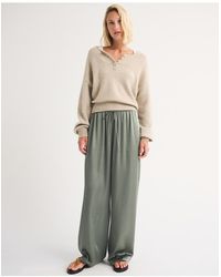 Abercrombie & Fitch - Gemma Satin Wide Leg Pull-On Pant - Lyst