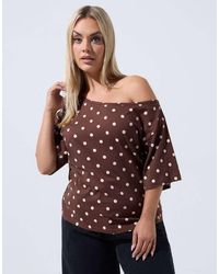 Yours Clothing - Polka Dot Off Shoulder T-Shirt - Lyst