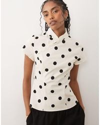 ASOS - Mandarin Collar With Asym Button Detail Top - Lyst