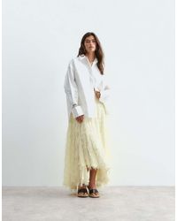 ARRANGE - Fringe Texture Asymmetric Maxi Skirt - Lyst