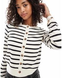 Vero Moda - Zacht Gebreid Gestreept Vest Met Knopen - Lyst