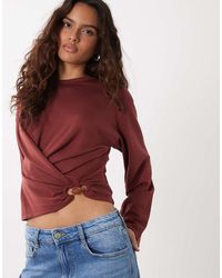ASOS - Ruched Waist Trim Detail Long Sleeve T-shirt - Lyst