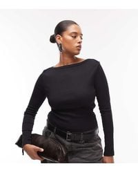 ASOS - Asos Design Curve Boat Neck Long Sleeve Top With Binding Detail - Lyst