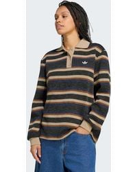 adidas Originals - Stripe Knitted Polo Top - Lyst