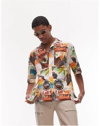 TOPMAN - – kurzärmliges, locker geschnittenes hemd mit em palmen- und strandmuster - Lyst