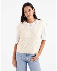Vero Moda - Textured Knitted V Neck Singlet - Lyst