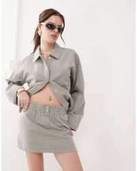 Noisy May - Minigonna Stile Boxer Grigia A Righe - Lyst