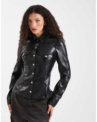 WeWoreWhat - Faux Leather Western Shirt - Lyst