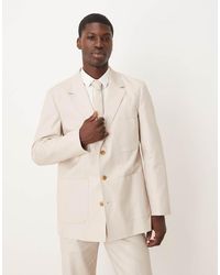 ASOS - Cotton Linen Blend Regular Suit Jacket - Lyst