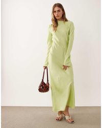 ASOS - Satin Slash Neck Long Sleeve Maxi Dress - Lyst