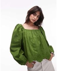 TOPSHOP - Cutwork Long Sleeve Top - Lyst