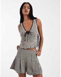 ASOS - Shirred Tie Front V Neck Vest Top - Lyst
