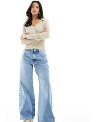 ASOS - Asos Design Petite Wide Leg Dad Jeans - Lyst