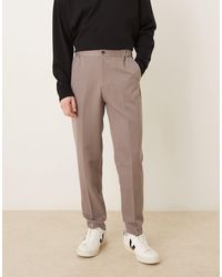 ASOS - Pantalon fuselé habillé avec taille élastique - marron - Lyst