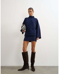 TOPSHOP - Knitted Long Sleeve Mini Dress With Wool - Lyst