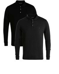 French Connection - 2 Pack Cotton Long Sleeve Polo Shirts - Lyst