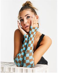 ASOS Checkerboard Sleeve Gloves - Multicolor