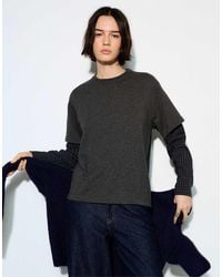 Pull&Bear - Double Sleeve Checked T-Shirt - Lyst
