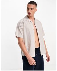 Jack & Jones - Premium - chemise en lin mélangé avec col à revers - beige - Lyst