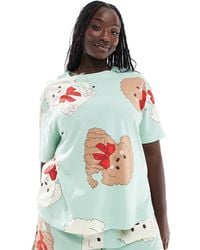 ASOS - Asos Design Curve Dog And Bow Oversized Tee & Short Pyjama Set - Lyst