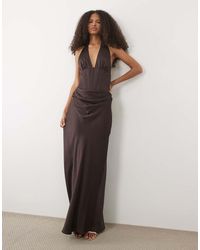 Forever New - Satin Plunge Corset Detail Maxi Dress - Lyst
