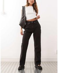 Weekday - Vaqueros Negros De Talle Alto Y Pernera Recta Resolute De - Lyst