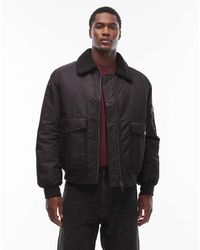 ASOS - Oversized Bomberjack Met Kraag Van Borg - Lyst