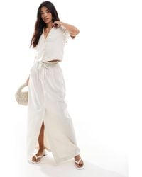 Vero Moda - Mix And Match Linen Touch Tie Waist Column Maxi Skirt With Front Split - Lyst