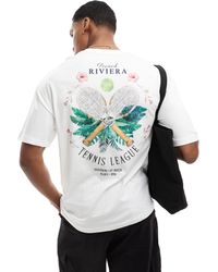 Jack & Jones - Camiseta blanca extragrande con estampado trasero "riviera tennis" - Lyst