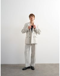 TOPMAN - Blazer décontracté en bouclé texturé - crème - Lyst