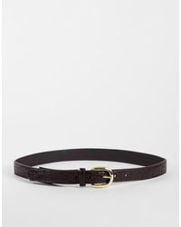 Mango - Cintura Classica Effetto Coccodrillo Bordeaux - Lyst