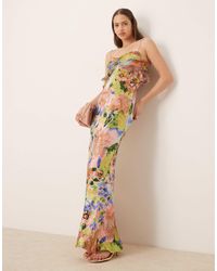 ASOS - – camisole-maxikleid aus satin mit chiffon-brustpartie und blumenmuster - Lyst