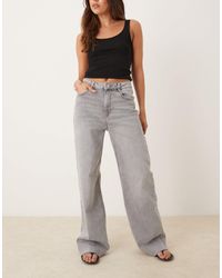 Pimkie - High Waisted Wide Leg Raw Hem Jeans - Lyst