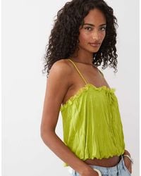 ASOS - Crinkle Cami With Bubble Hem And Mesh Trim - Lyst