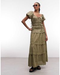 Daisy Street - Ruched Broderie Detail Midi Dress - Lyst