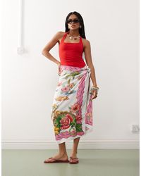 Reclaimed (vintage) - Pareo E Sciarpa Con Stampa Vacanziera A Tema Amalfi - Lyst