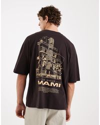ASOS - Oversized T-Shirt Met Miami-Print Op De Achterkant - Lyst