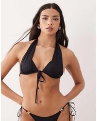 ASOS - Maya Essaouira Padded Push-up Halter Bikini Top With Drape Detail - Lyst